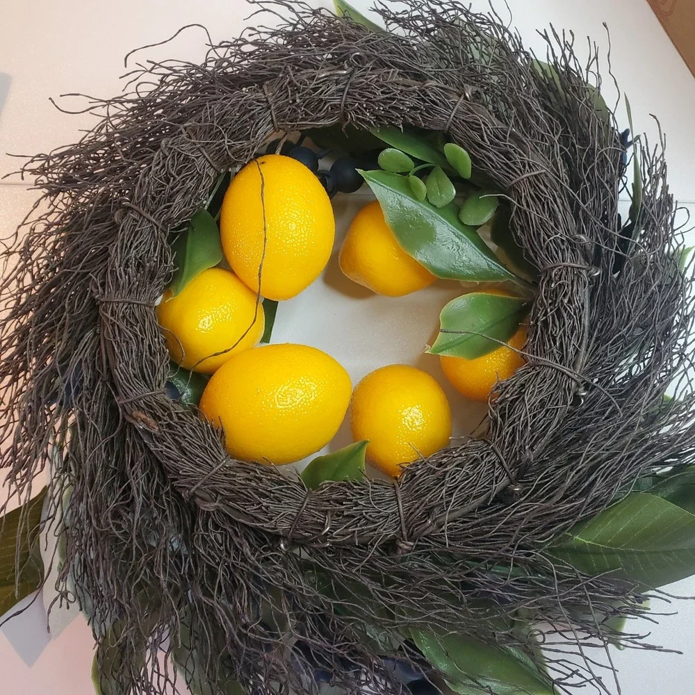 Valery Madelyn Artificial Lemon Blueberry Wreath with LED Lights Summer Decor